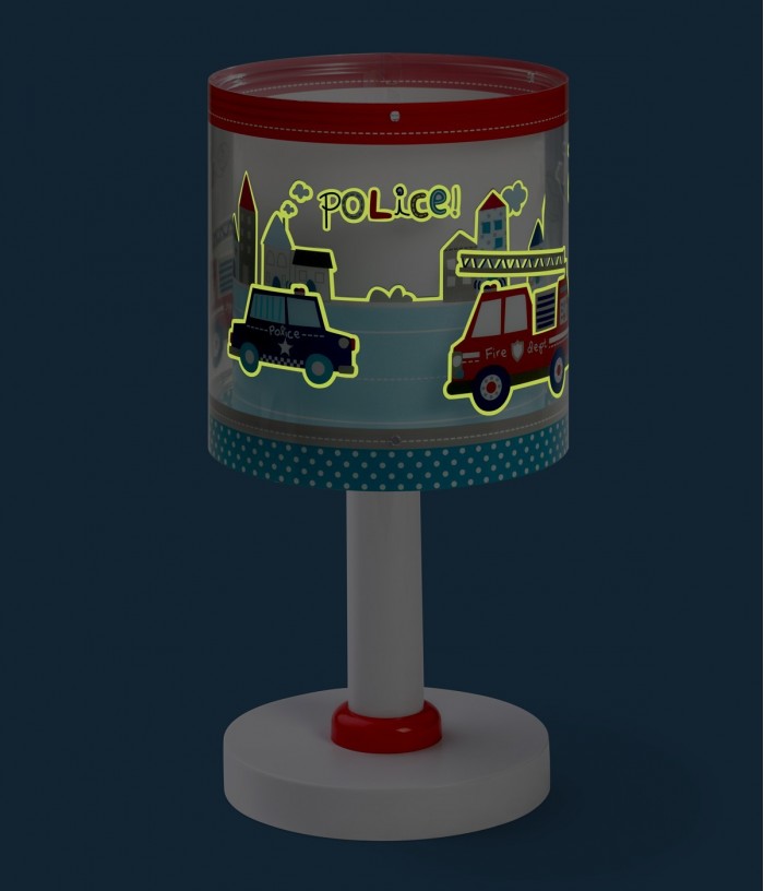 Lampe de chevet pour enfants Police et Pompiers