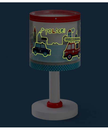 Lampe de chevet pour enfants Police et Pompiers