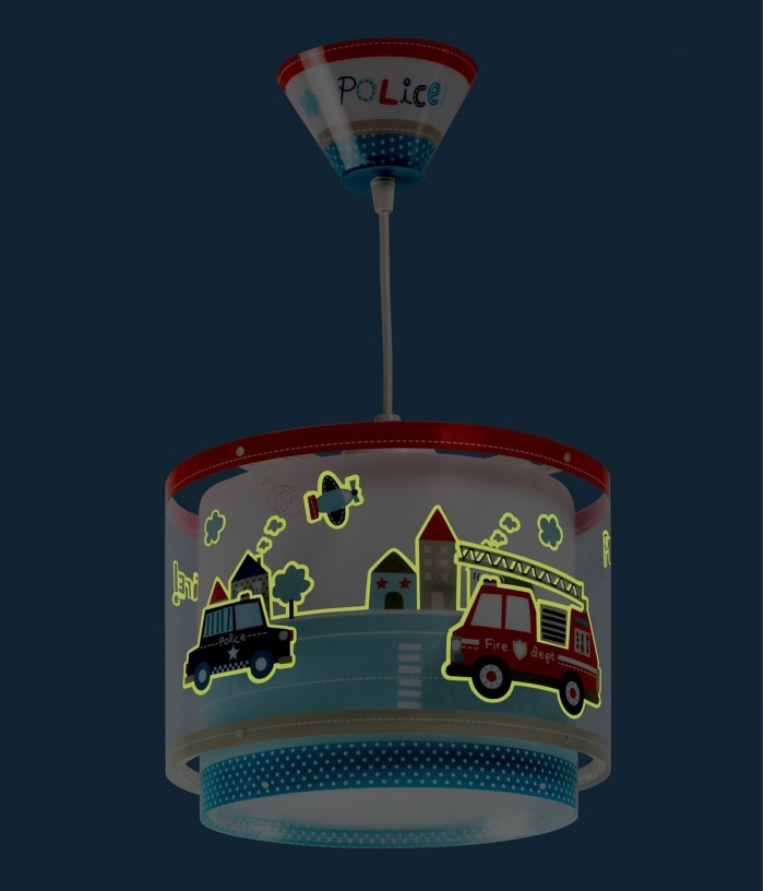 Lámpara de techo infantil Policia y Bomberos