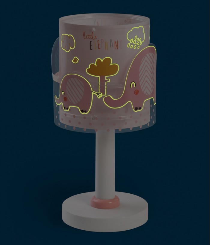 Lampe de chevet pour enfants Little Elephant Éléphante rose