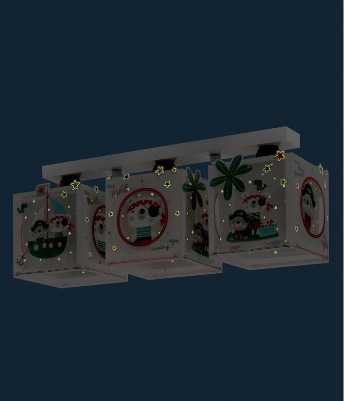 Plafonnier à 3 lampes pour enfants The Pirates