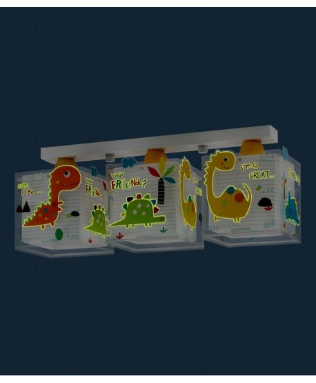 Plafonnier pour enfants à 3 lampes Dinos Dinosaures