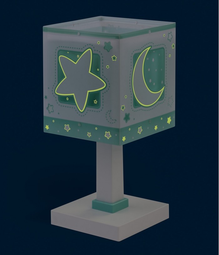 Lampe de chevet pour enfants Moonlight lune et étoiles vert