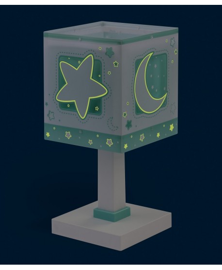 Lampada da comodino per bambini Moonlight luna e stelle verde