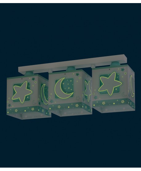 3 light Kids ceiling lamp Moonlight green