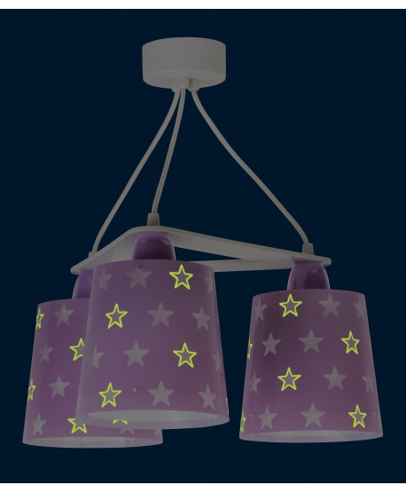 3 light hanging lamp Stars purple