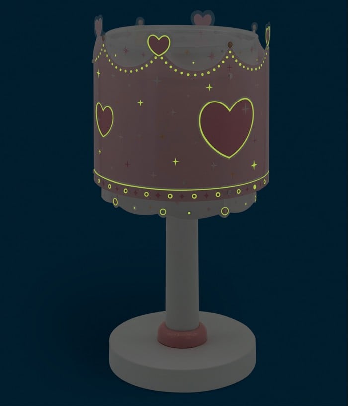 Lámpara de mesa infantil Little Queen corona y corazones