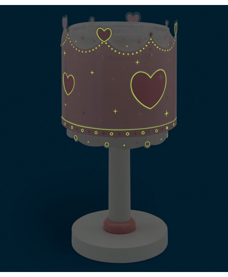 Lámpara de mesa infantil Little Queen corona y corazones