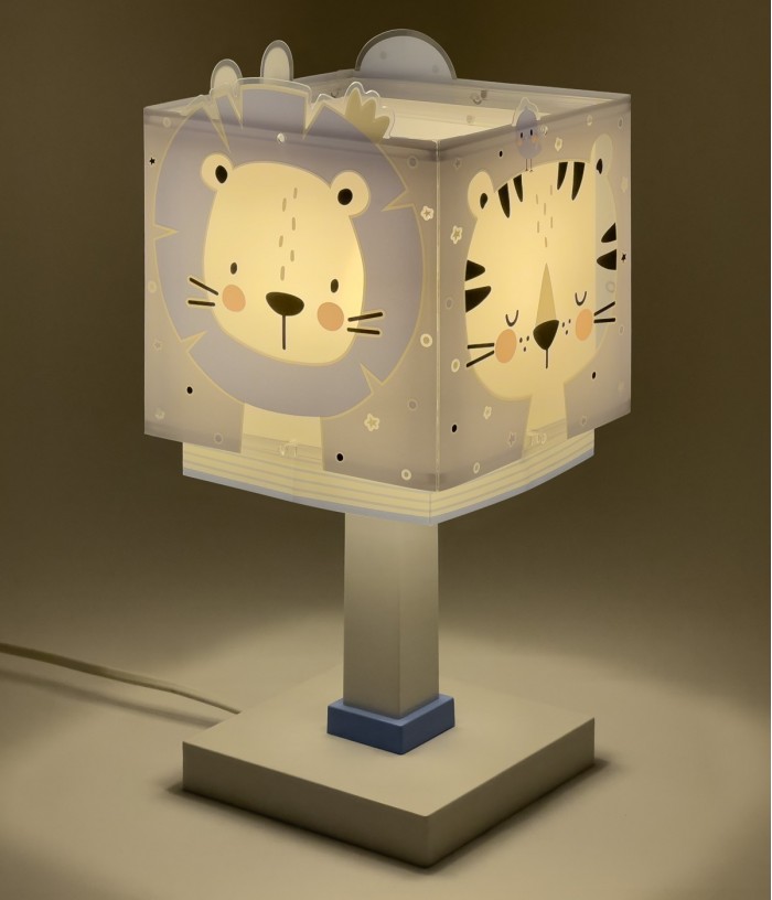 Lampe de chevet pour enfants Baby Jungle animaux de la jungle bleu