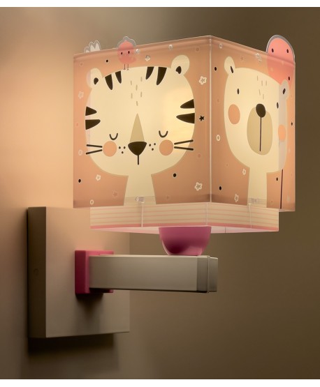 Aplique de pared infantil Baby Jungle animales bosque rosa