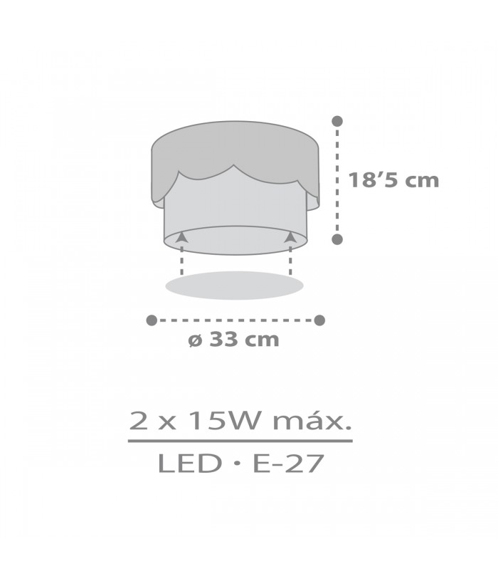 Plafón infantil Moon Luna gris