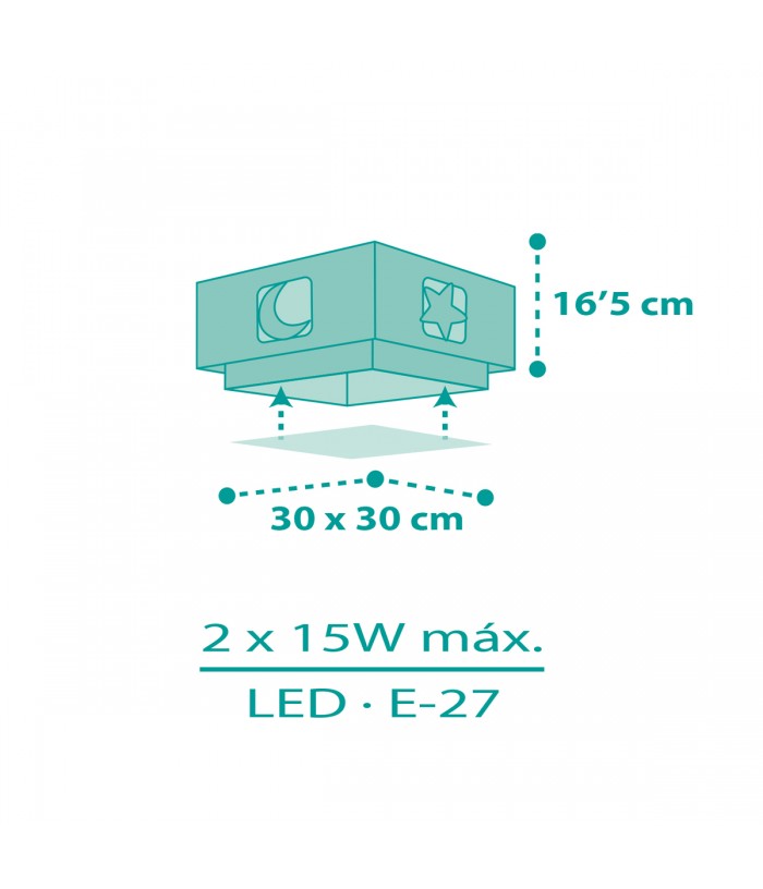 Plafoniera per bambini Moonlight luna e stelle verde