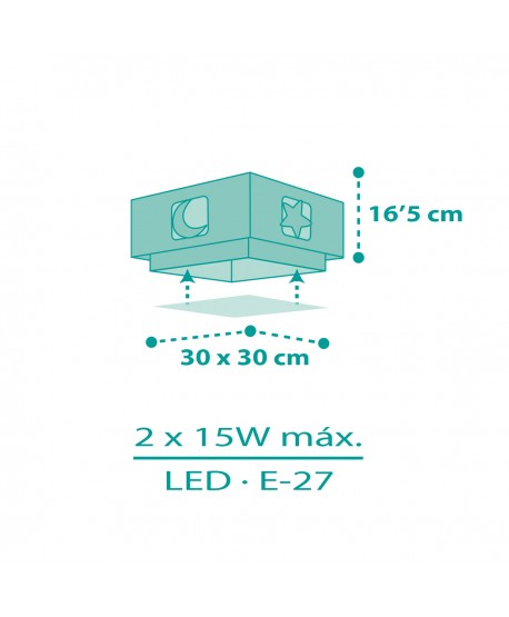 Plafoniera per bambini Moonlight luna e stelle verde