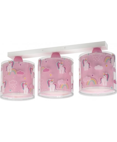 Plafón de techo infantil 3 luces Unicorns Unicornios