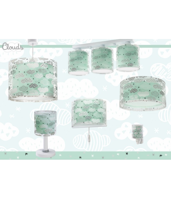 Candeeiro infantil de mesa Clouds verde