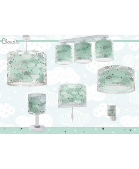 Candeeiro infantil de mesa Clouds Nuvens verde