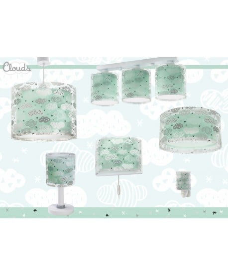 Children table lamp Clouds green