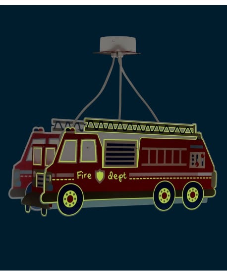 Candeeiro de teto infantil 3 luzes Fire Truck Caminhão de bombeiros