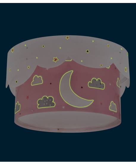 Plafon de teto infantil Moon Lua rosa