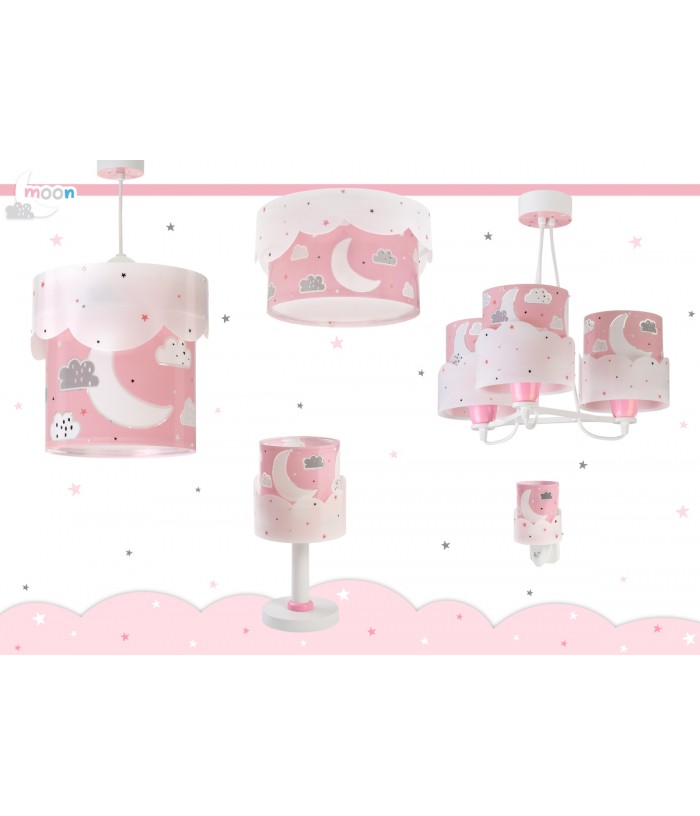 Plafon de teto infantil Moon rosa