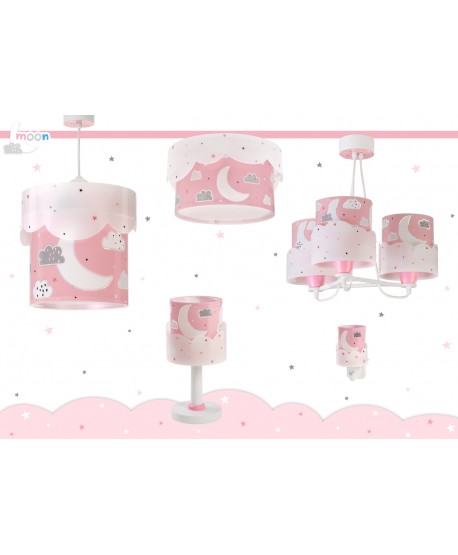 Plafon de teto infantil Moon Lua rosa