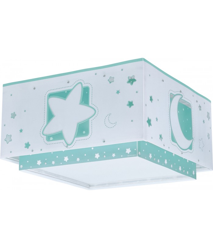 Plafoniera per bambini Moonlight luna e stelle verde