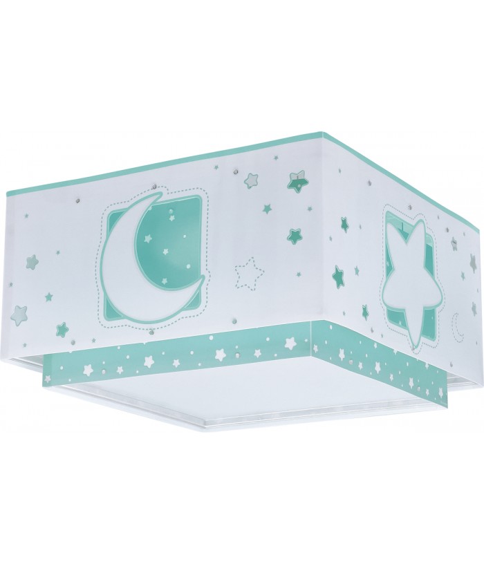 Plafon de teto infantil Moonlight Lua e estrelas verde