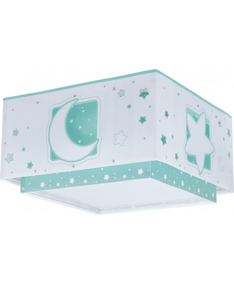 Plafoniera per bambini Moonlight luna e stelle verde