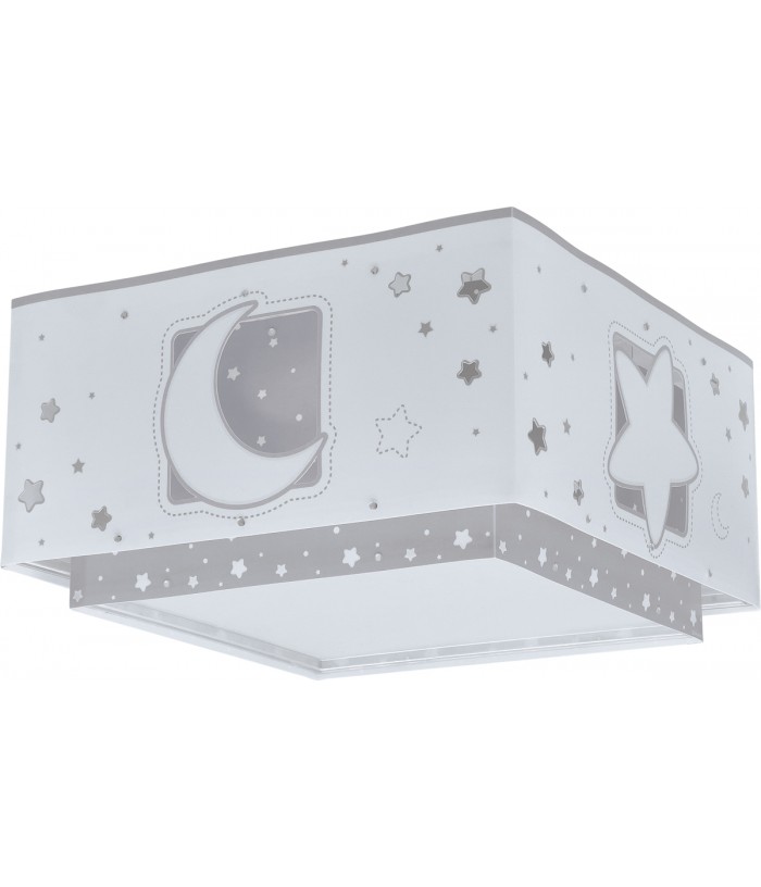 Plafón infantil Moonlight Luna y Estrellas gris