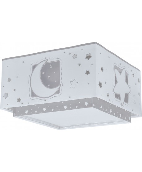 Plafón infantil Moonlight Luna y Estrellas gris