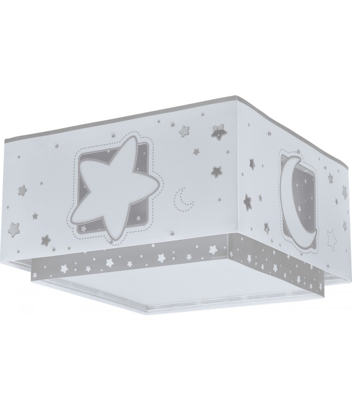 Plafón infantil Moonlight Luna y Estrellas gris