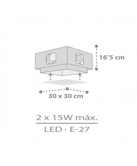 Plafón infantil Moonlight Luna y Estrellas gris