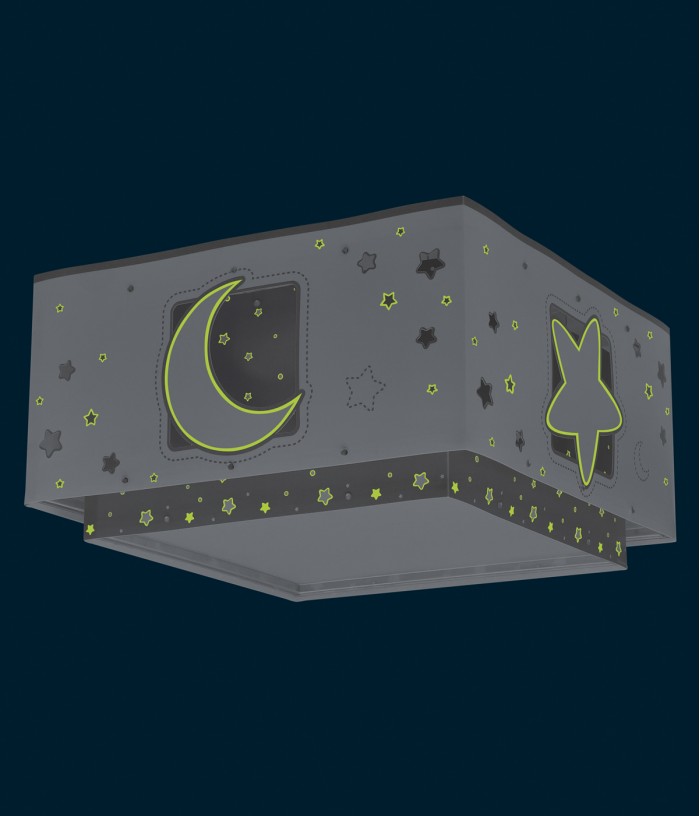 Plafonnier pour enfant Moonlight lune et étoiles gris