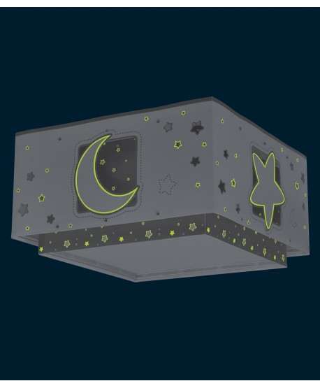 Plafonnier pour enfant Moonlight lune et étoiles gris