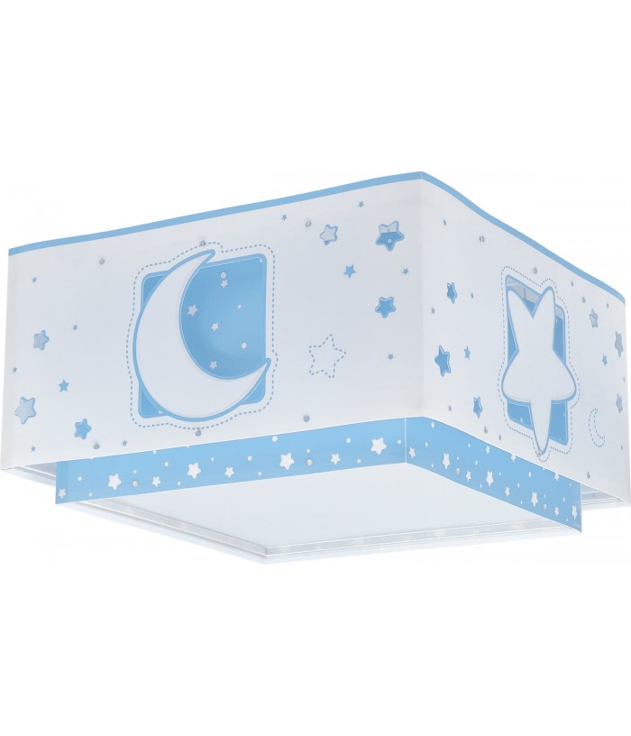 Plafon de teto infantil Moonlight Lua e estrelas azul