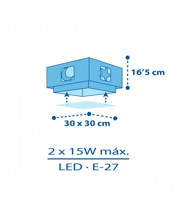 Plafón infantil Moonlight Luna y Estrellas azul