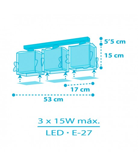 Plafoniera per bambini a 3 luci Little Shark Piccolo Squalo