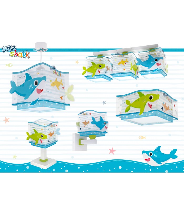 Plafoniera per bambini a 3 luci Little Shark Piccolo Squalo