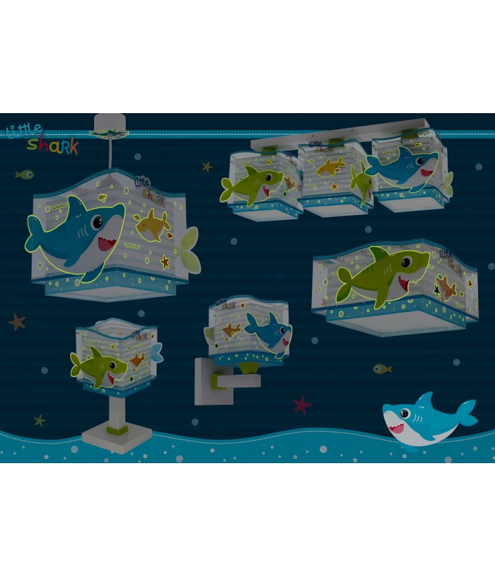 Plafoniera per bambini a 3 luci Little Shark Piccolo Squalo