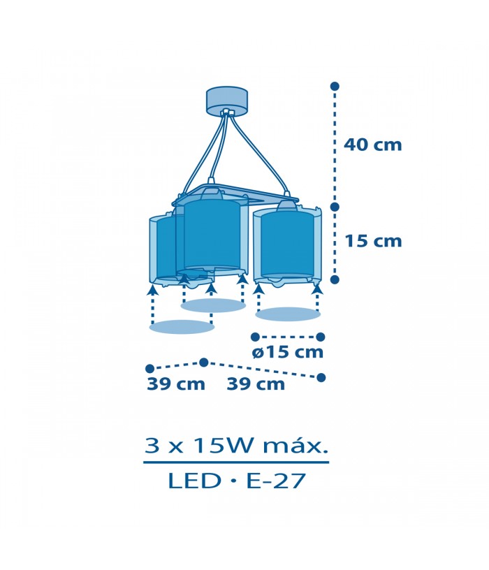 Lámpara de techo 3 luces infantil Planets Planetas sistema solar