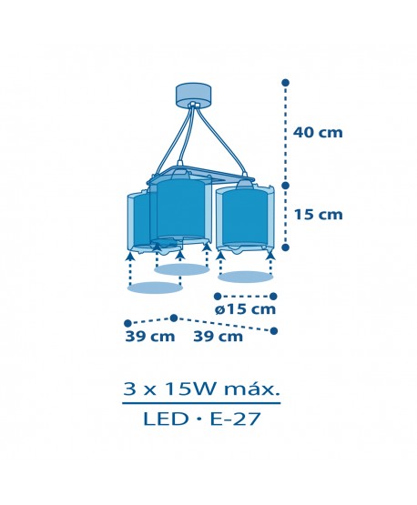 Lámpara de techo 3 luces infantil Planets Planetas sistema solar