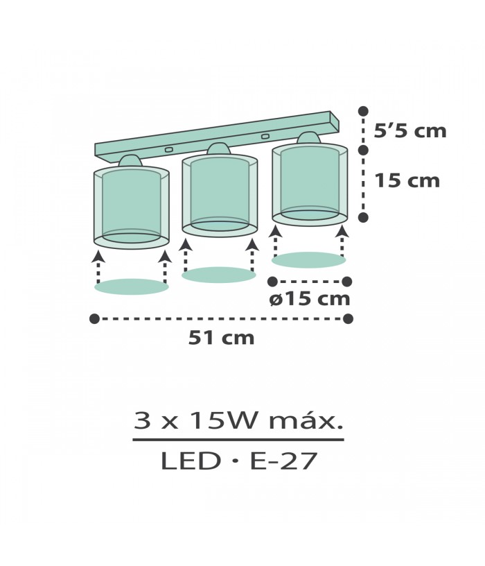 3 light ceiling lamp for children Clouds green