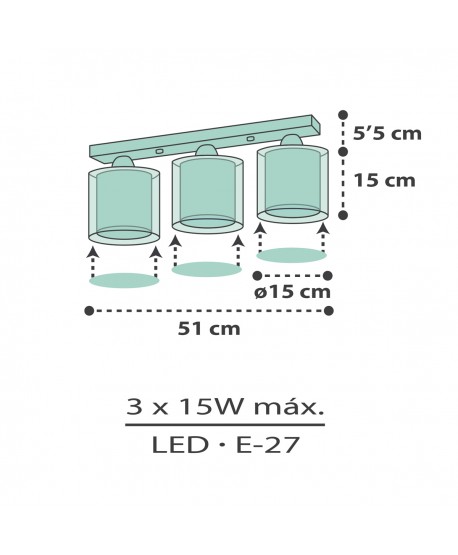 3 light ceiling lamp for children Clouds green