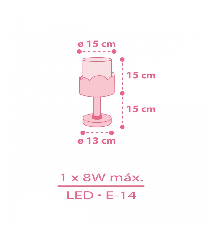 Candeeiro infantil de mesa Moonlight Lua e estrelas rosa