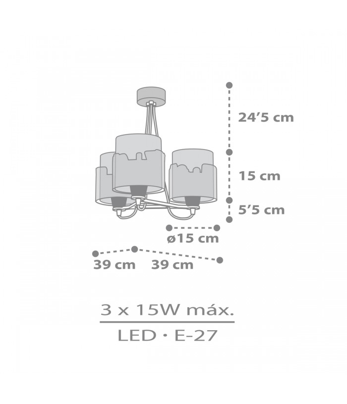 Lámpara de techo 3 luces infantil Baby Travel aviones y coches