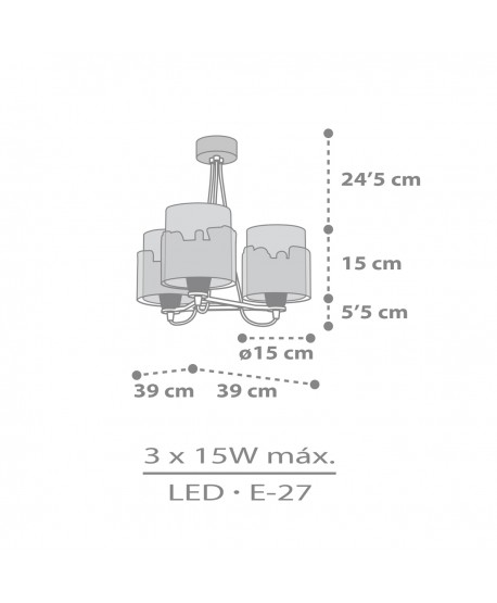 Lámpara de techo 3 luces infantil Baby Travel aviones y coches