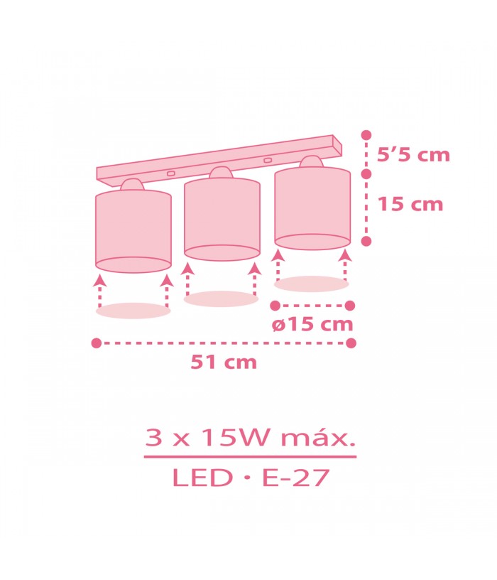 3 light Ceiling Lamp Colors pink