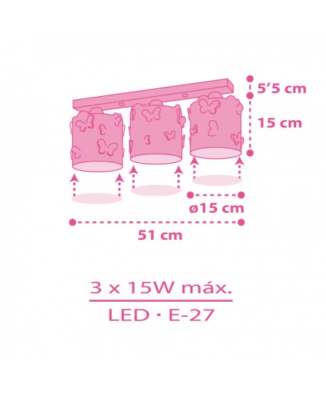 Plafonnier à 3 lampes Butterfly Papillon