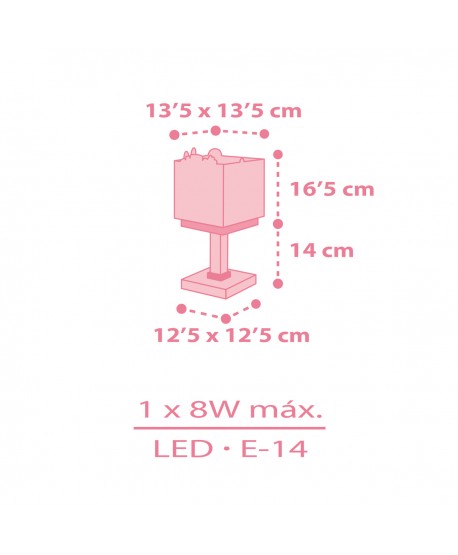 Lámpara de mesa infantil Baby Jungle animales bosque rosa