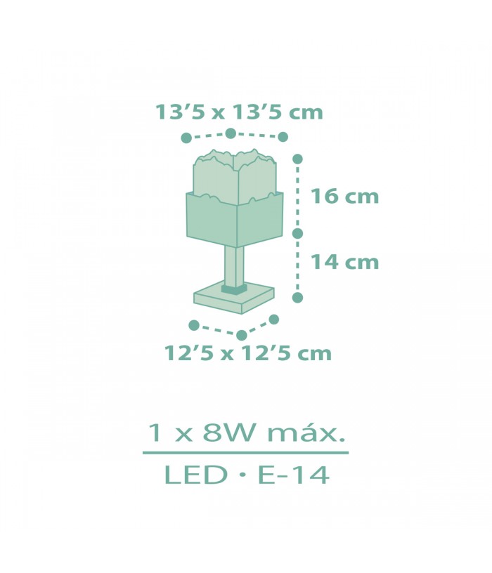 Lámpara de mesa infantil Panda Verde